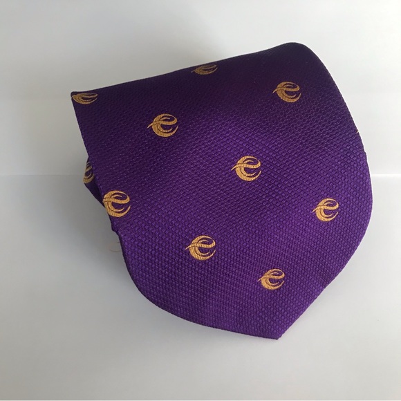 New Dolcepunta Italian Tie Purple & Gold Monogram Pattern Bridal Party Must Have - Picture 6 of 7